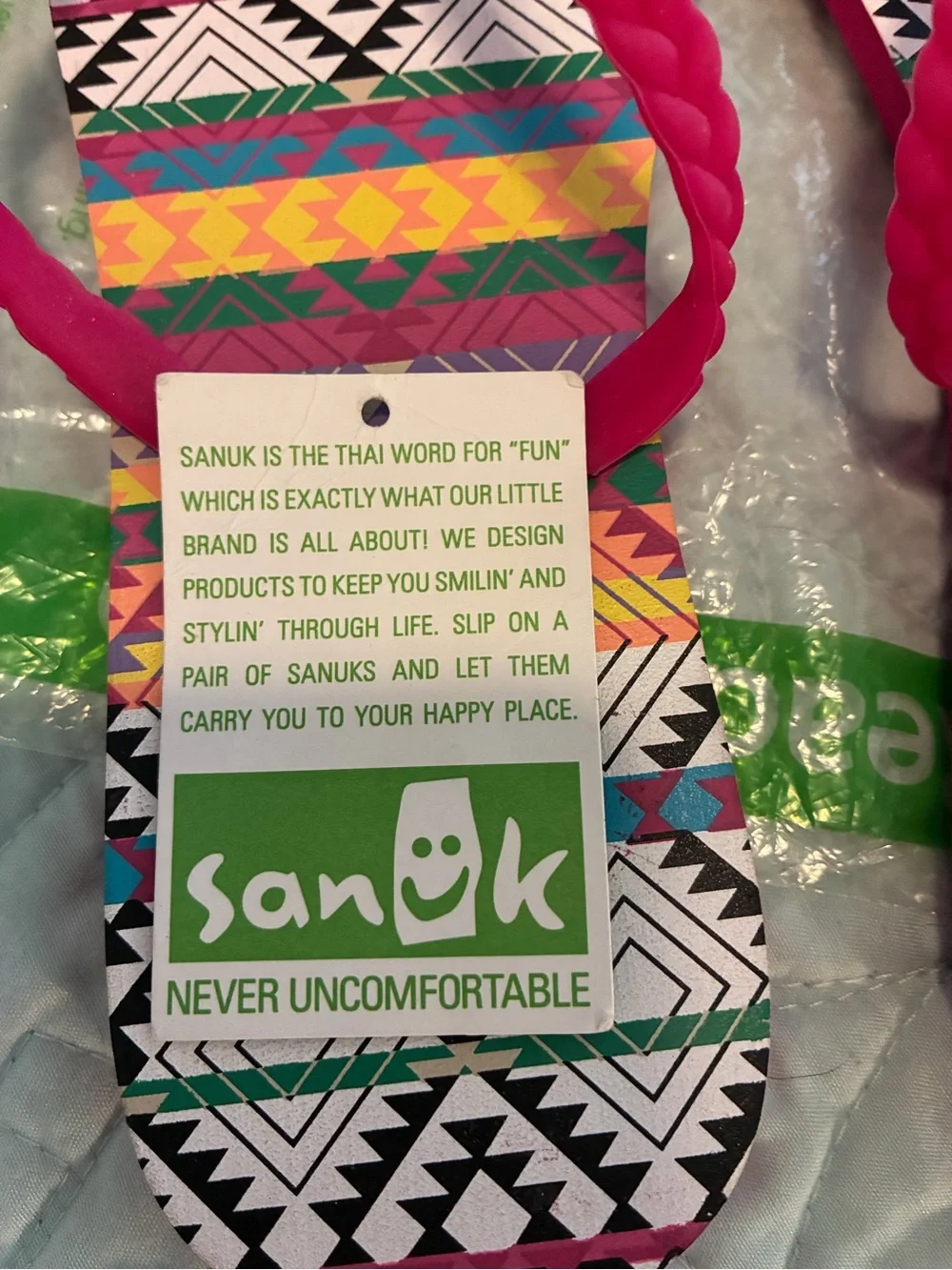 Sanuk Women's Hot Pink Braided-Strap Sandals with Multi-Color Aztec Print